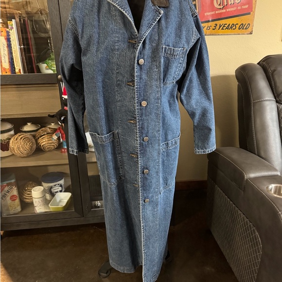 Jackets & Blazers - Vintage Long Blue Denim Coat